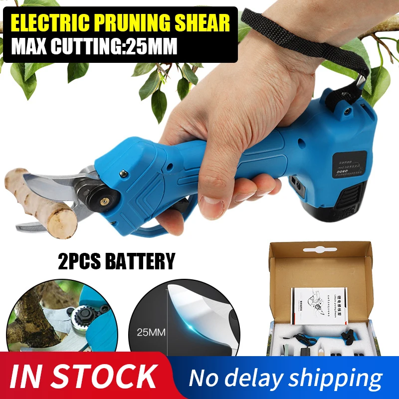 

Перезаряжаемый электрический триммер для деревьев, 21 в, 2,5 см, Аккумуляторный резак для живой изгороди, электрические ножницы для обрезки