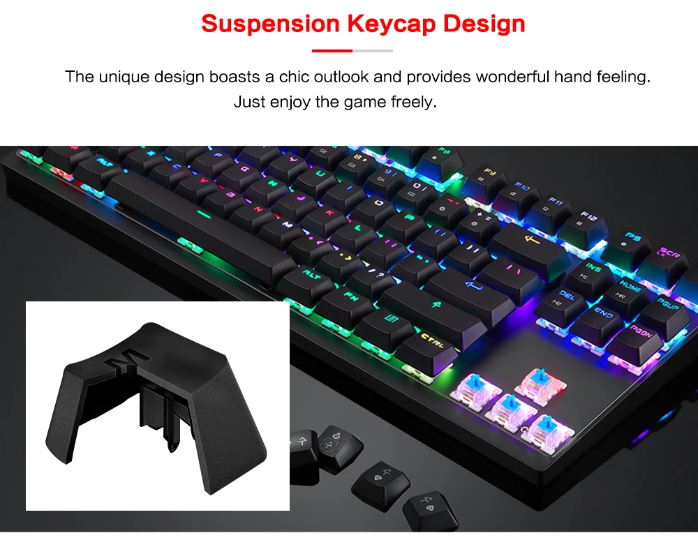 Motospeed K82 механическая клавиатура синий красный переключатель игровая клавиатура RGB светодиодный Подсветка USB Проводная 87 клавиш для планшета Настольный геймер