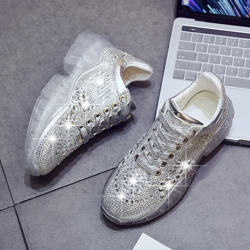 

2020 spring new flat shoes women fashion simple solid color rhinestone decoration thick sole comfortable casual shoes