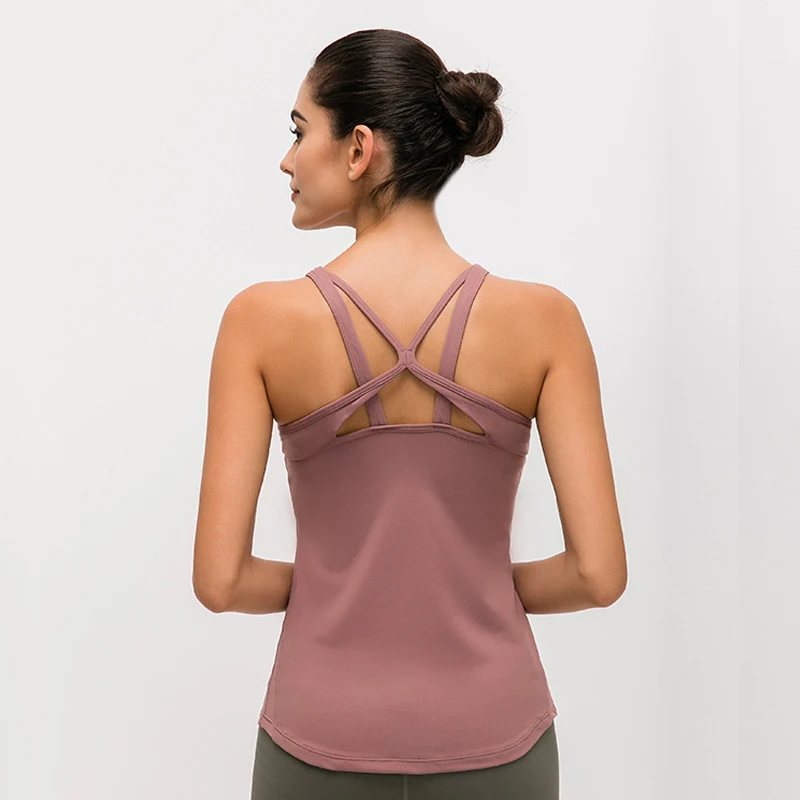 

Women Cross Straps Gym Yoga Sportswear Vest Breathable Padded Workout Fitness Tank Tops Athletic Sport Sleeveless T Shirts