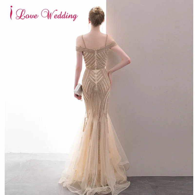 ILoveWedding Vestido de festa Роскошные платье для выпускного вечера в виде сердца свадебное платье без рукавов с открытыми плечами золотые блестки Формальное длинное платье на выпускной для вечерние