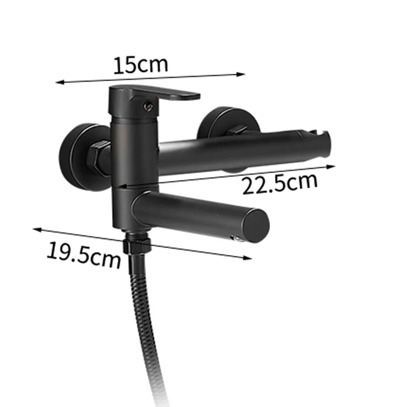 POIQIHY Black Bathtub Faucet In Wall Rotating Spout Bathroom Tub Mixer Tap Single Handle multifunction Handshower Shower System 6