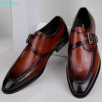 

QYFCIOUFU 2020 Men Genuine Leather Shoe Fashion British Flats Comfortable Male Business Dress Shoes Formal Wedding Party Oxfords