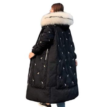 

2020 Autumn & Winter White Duck Down Jacket Female Long Down Parka Plus Size Women Down Coat Female Loose Winter Jacket Women