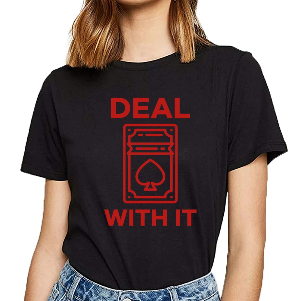 Женская винтажная короткая футболка с надписью deal with it Vogue | одежда