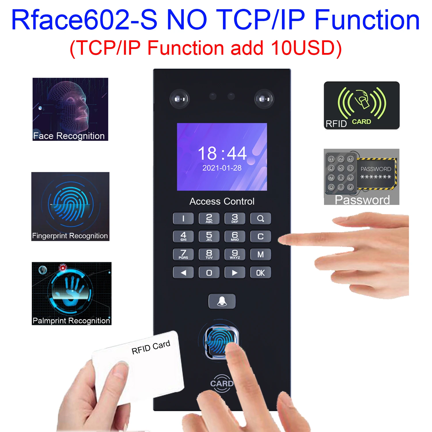 door access keypad 3000 Face 3000 Figners 2.8Inch LCD TCP/IP USB Biometric Fingerprint Face Access Control Device System Support 125khz RFID Card smart locks Access Control Systems