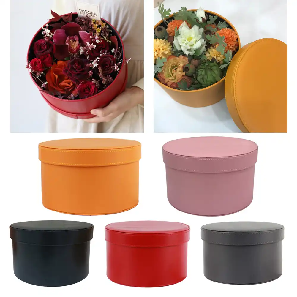 round leather flower boxes rose box valentines day florist