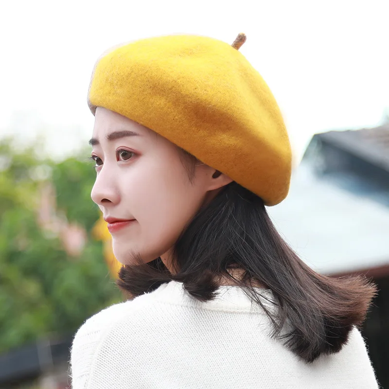 

Mixed Colors Wool Beret Autumn & Winter nan gua mao Children Korean-style INS Versatile Fashion Painter Cap Fashion