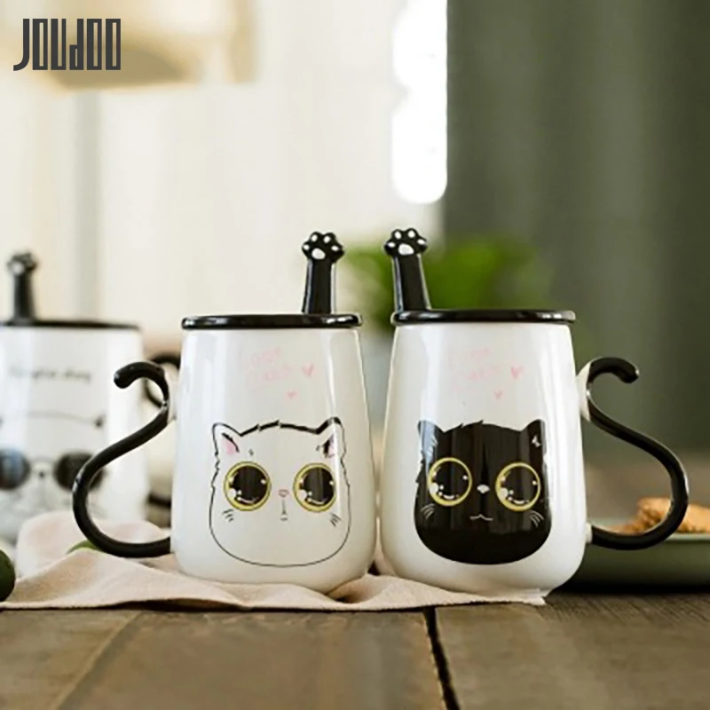 

Cute Creative 450ML Cat Pattern Ceramic Coffee Mug with Spoon and Cover Healthy Office and Home Use Cat Coffee Mug Spoon Set 35