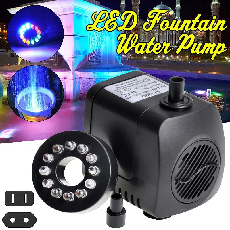 800L/H 15W Ultra silencioso luz LED sumergible de la bomba de agua de Motor sin escobillas de Acuario de la fuente de aire de estanque de peces tanque de 110V AC/220V