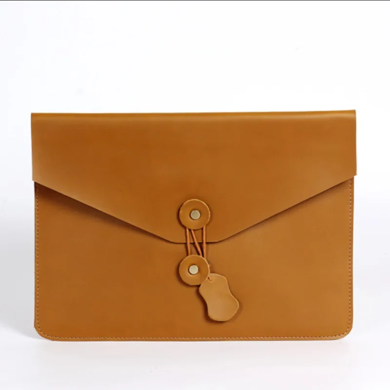 

Men Envelope Bag Genuine Leather Business Briefcase Clutch Cowhide File Holder Computer Bag