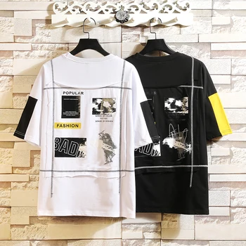 

Hip Hop Punk Short Sleeves Streetwear Fashion O NECK T-shirt Men's 2020 Summer Clothes TOP TEES Tshirt Plus Size M-5X