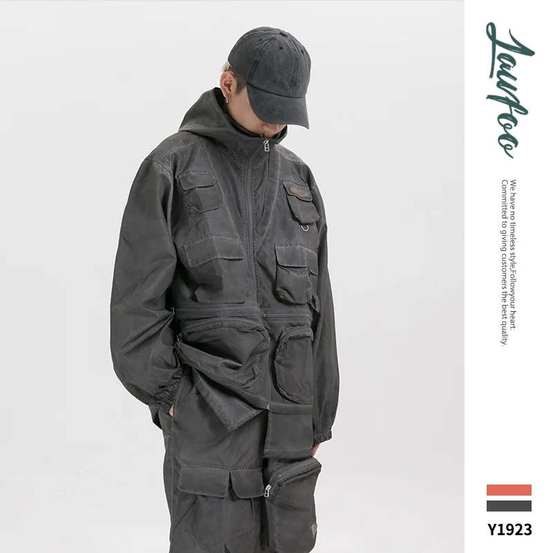

Lawfoo Dark Function-Style Multi-pockets 2019 Autumn And Winter New Products Popular Brand Men'S Wear Couples Wind Coat Coat