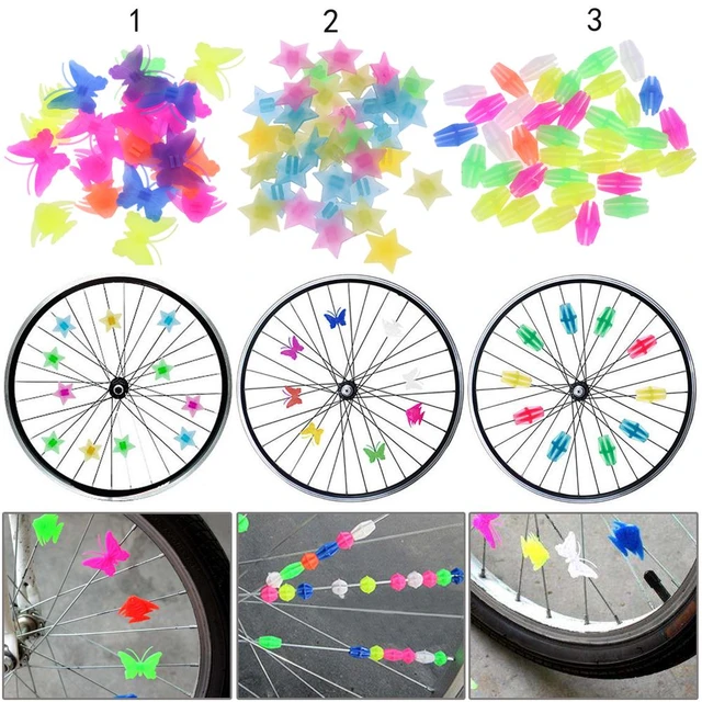 Décorations colorées pour rayons de roue vélo enfant