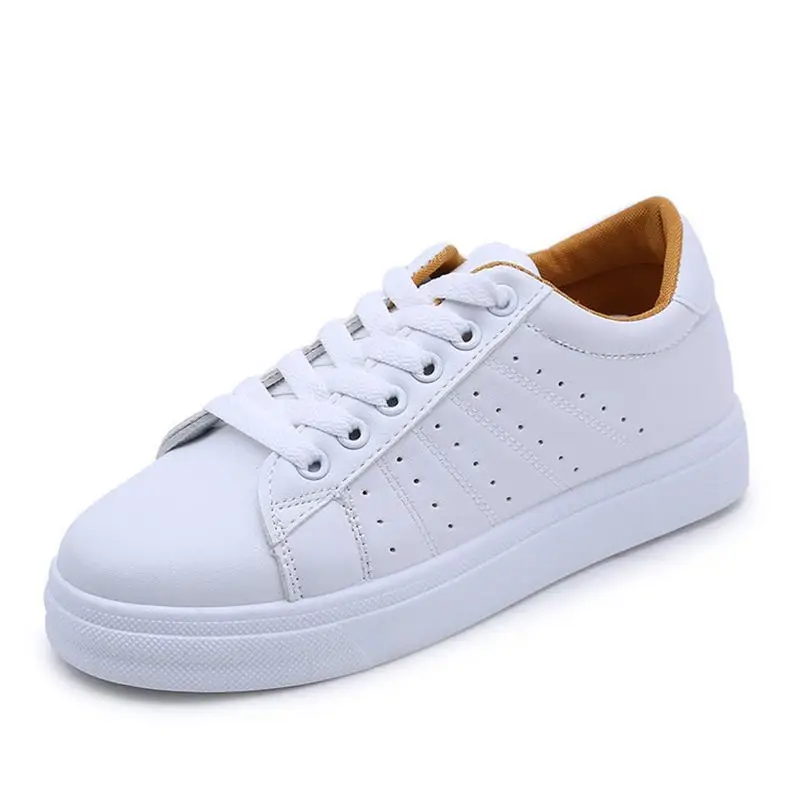 LIAOCHI/весенние кроссовки из искусственной кожи; Белая обувь; женская однотонная дышащая повседневная обувь на шнуровке; tenis feminino; кроссовки