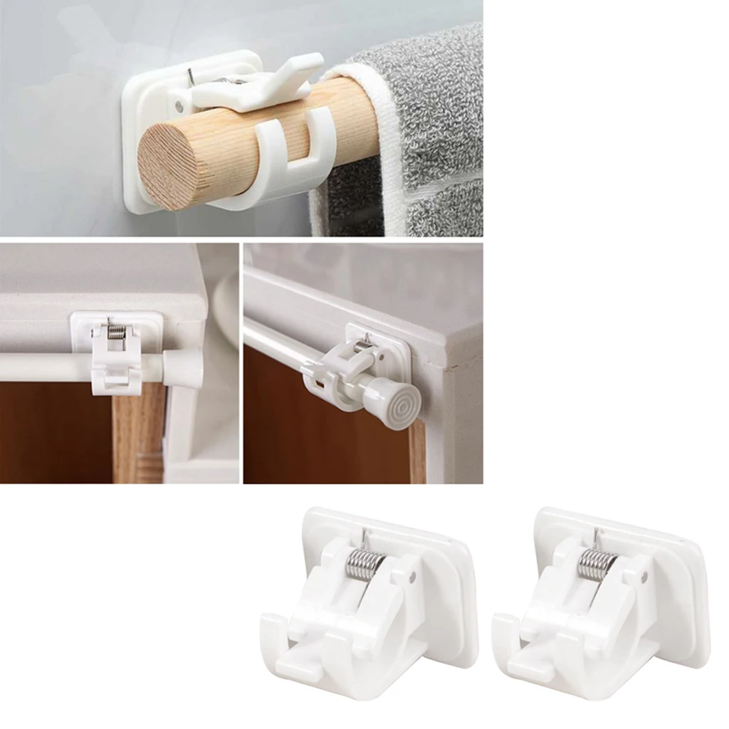 2pc Curtain Rod Brackets No Drill Adjustable  Curtain Rod Holder for Kitchen