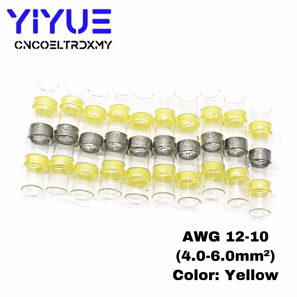 10pcs SST-S41 Heat Shrink Butt Wire Connectors Waterproof Tinned Copper Solder Seal Terminals 12-10 AWG