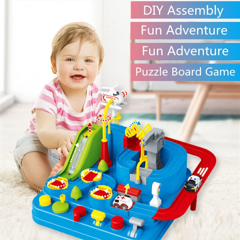 

DIY Fun Jigsaw Car Breakthrough Adventure Rail Car Game Parent-Child Interaction Multi-Scene Role-Playing Puzzle Board Game Toy