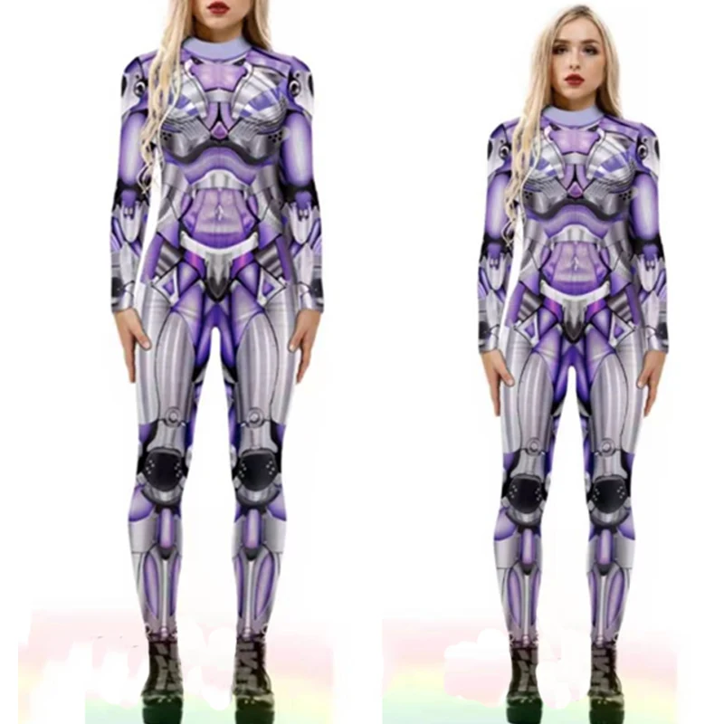 

New Robot Costumes For Women Halloween Party Festival Clothing Mechanical Style Bodysuit 3d Printing Pole Dance Clothes DWY6034
