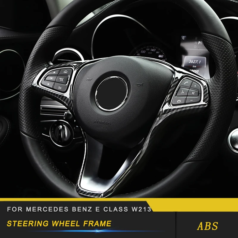 

For Mercedes Benz E Class W213 C Class W205 GLC Car Steering Wheel Panel Chrome Trim Frame Cover Sticker Accessories