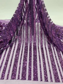 

2020 Latest Gorgeous Bead and Sequins High-End Tulle Shining Lace fabric Luxury Evening Dress French Lace Off White