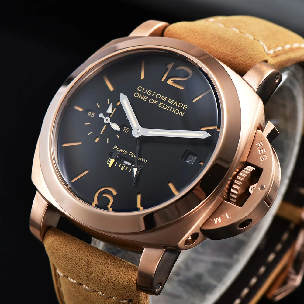 

Parnis automatic mechanical watch for the Men's watches men Power reserve movement 44 mm stainless steel case luminous hand