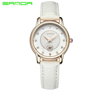 

SANDA Gold Hot Women Watches Leather Strap Calendar Watch Women Romantic Simple Waterproof Quartz WristWatches Relogio Feminino
