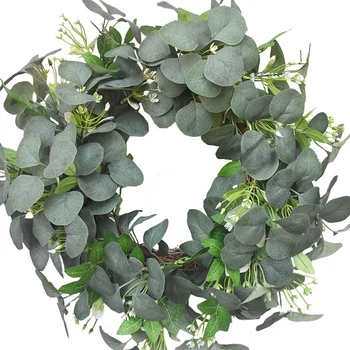 

Faux Eucalyptus Leaves Wreath 19.6 inch Artificial Wreath for Front Door Hanging Wall Window Wedding Party Decoration