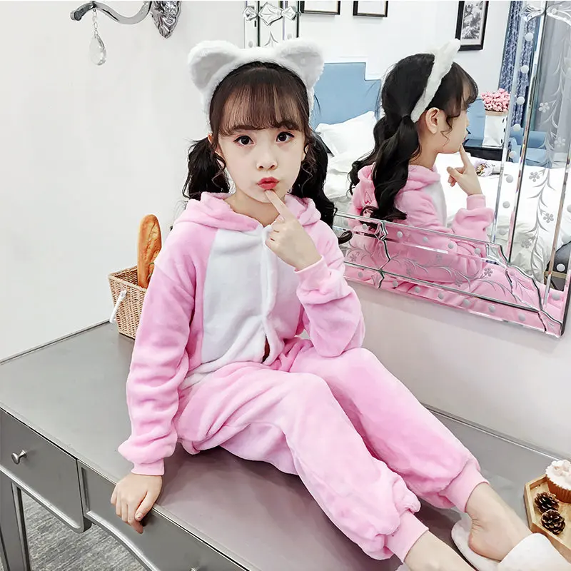 Kids Flannel Dinosaur Onesie Pajamas Costume For Girls Lovely Warm Cartoon Dinosaur Pyjamas Child Princess Dinosaur Blanket Robe