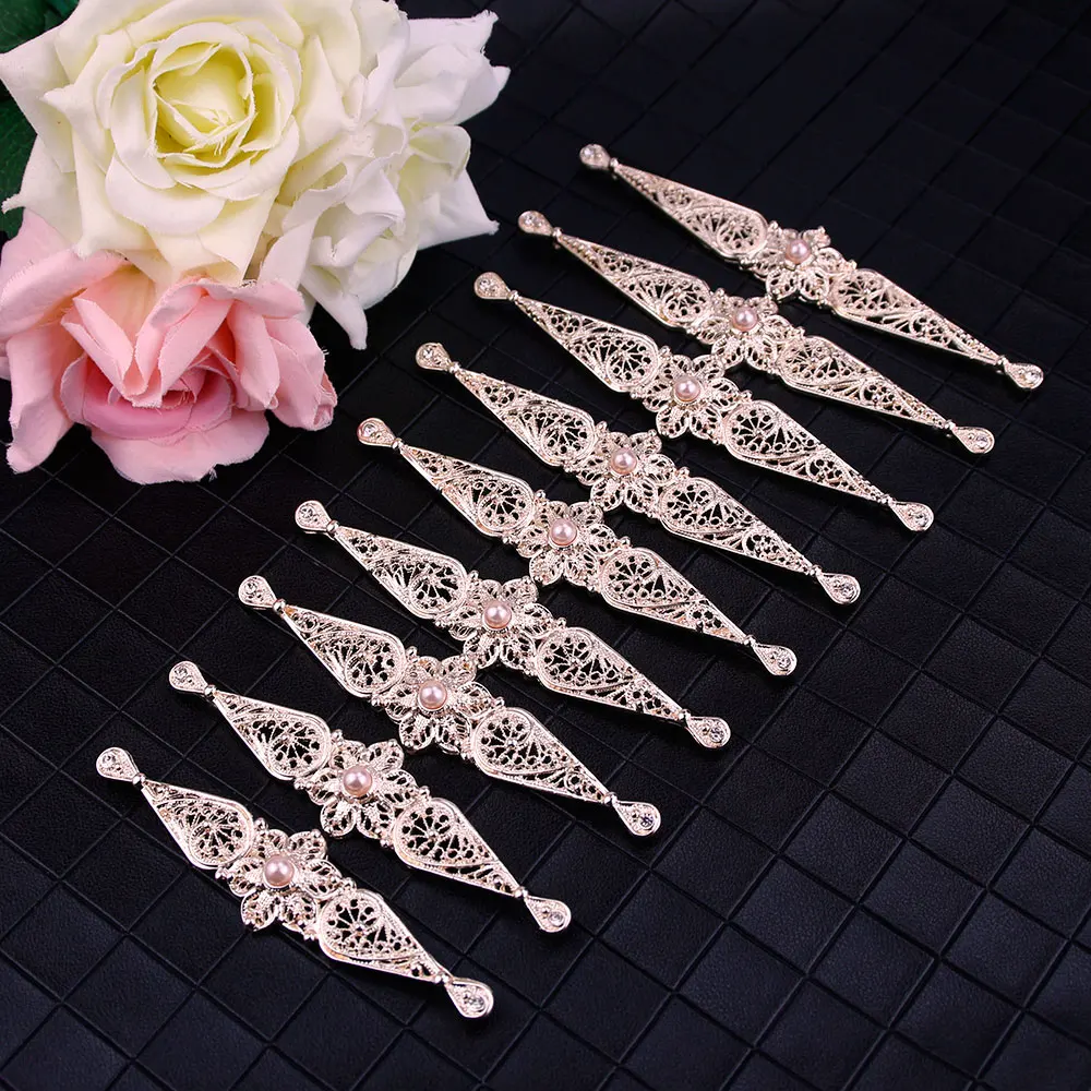 Sunspicems Pink Rose Gold Color Caucasian Breastplate Bibs Chest Chain for Women Wedding Dress Palace Clothing Accessories |