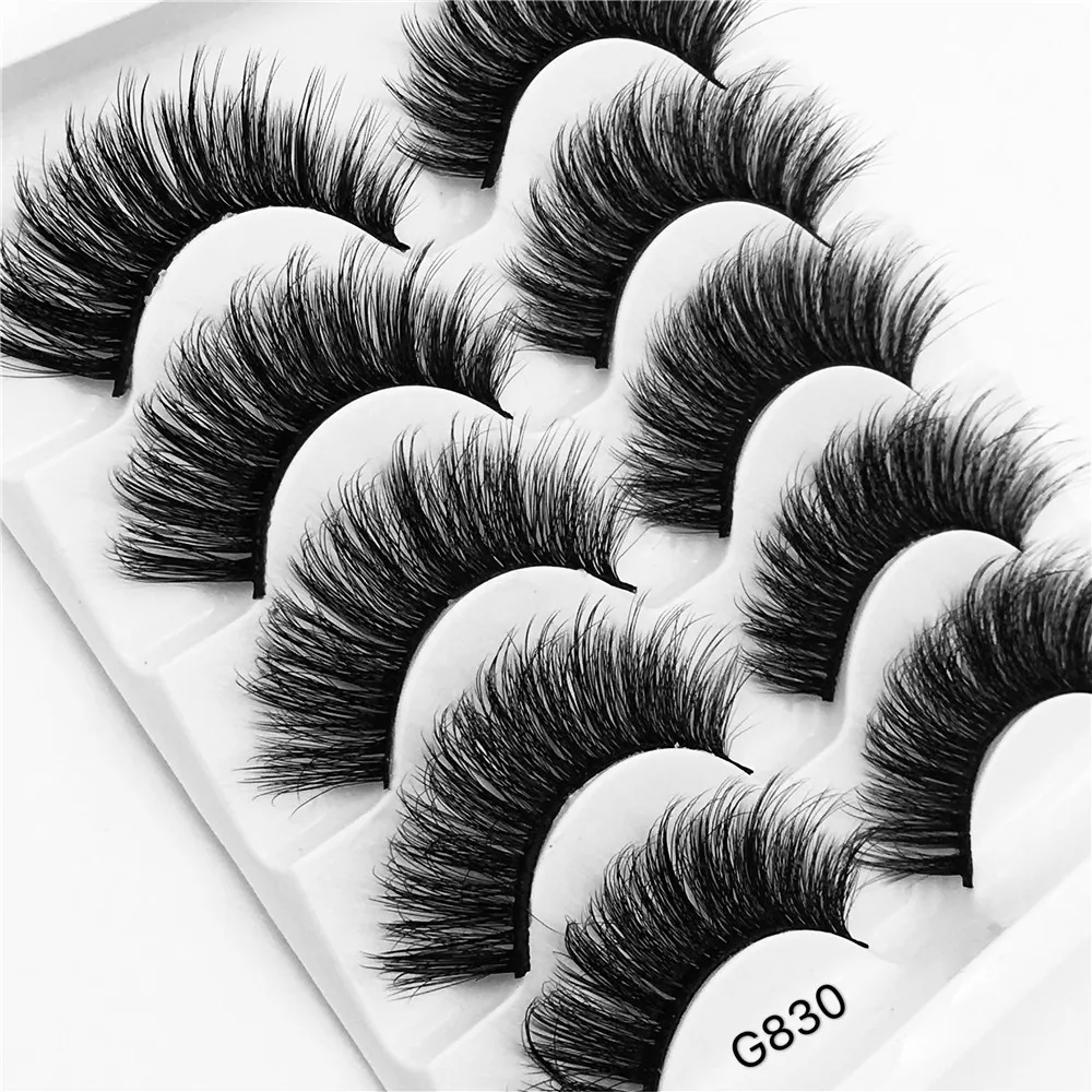 

5Pairs False Eyelashes 3d Faux Mink Lashes Hand 100% Made Winged Eyelashes Natural Long Mink Eyelashes Visofree Eyelashes Makeup