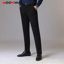 Осенние длинные брюки Плюс Размер Уличная тонкая мужская брюки деловые повседневные эластичные мужские модные прямые 38 брендовые MOOWNUC
