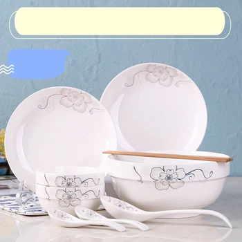 

Dishes 2 People Set Dishes Tableware Household Rice Bowl Simple Cute Cartoon Couple Combination Pottery Dishes Spoons Bowls