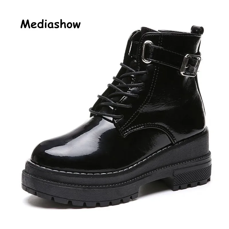 

Lace up Platform Boots Women Buckle Strap High Heel Martin Boots Women Black Ankle Boots for Women Goth Boots punk shoes zipper