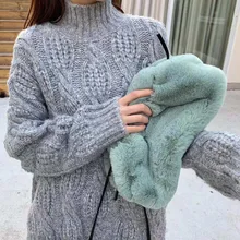 Сумка из искусственного меха в форме облака, сумка со складками, новинка, зимний женский теплый клатч, сумочка, роскошная плюшевая сумка-мессенджер на плечо, черный, желтый