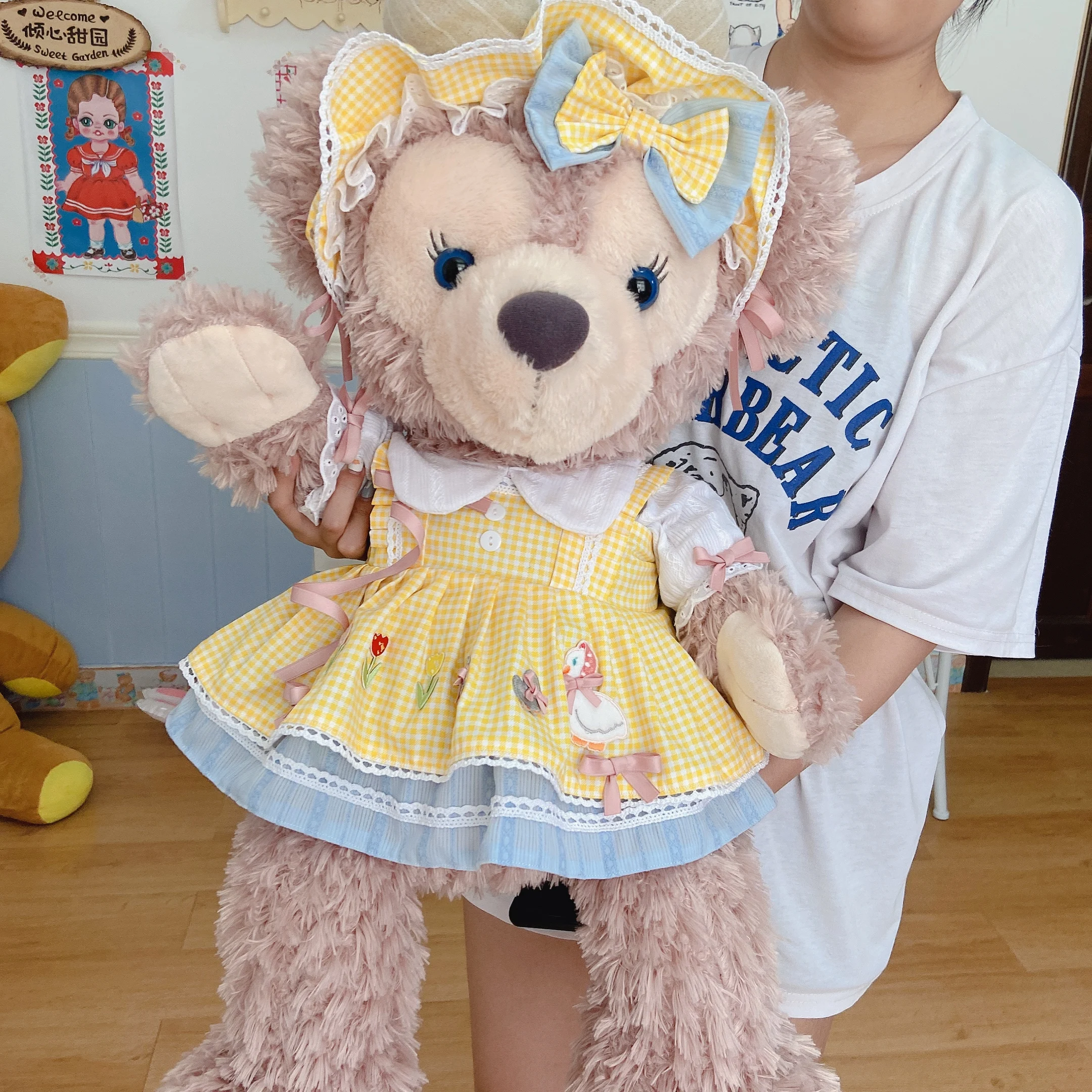 Shirley May clothes large Duffy bear plush toys hand made for light yellow double skirt suit in stock u d linden муфта для рук polar bear double