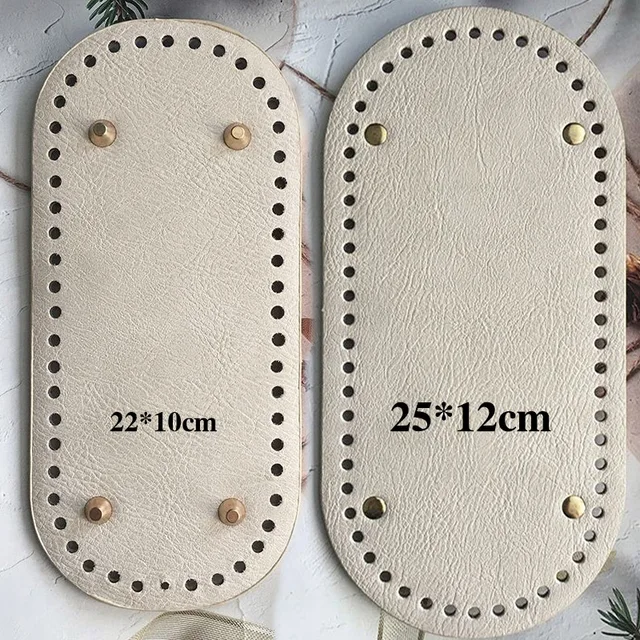 22x10cm Woven Long Bottom for Knitted Bag PU Leather Bag Accessories Handmade Bottom With 52Holes DIY Crochet Bag Bottom creamy white