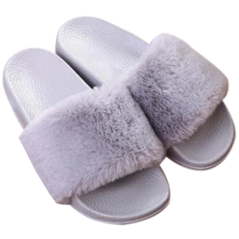 

New Warm Word Drag Comfortable and Non-Slip Wear Soft Bottom Fur Sandals