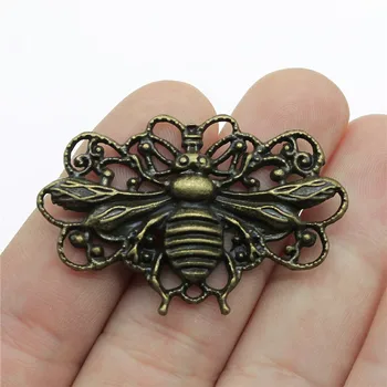 

WYSIWYG 2pcs 45x29mm Vintage Big Bee Pendants Charm For Jewelry Making Antique Bronze Color Honey Bee Pendants Charm Bee