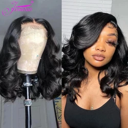 Body Wave Short Bob Wigs Loose Wave 4X4 Lace Closure Human Hair Wigs Brazilian perruque coupe carre Natural Pre Plucked Hairline