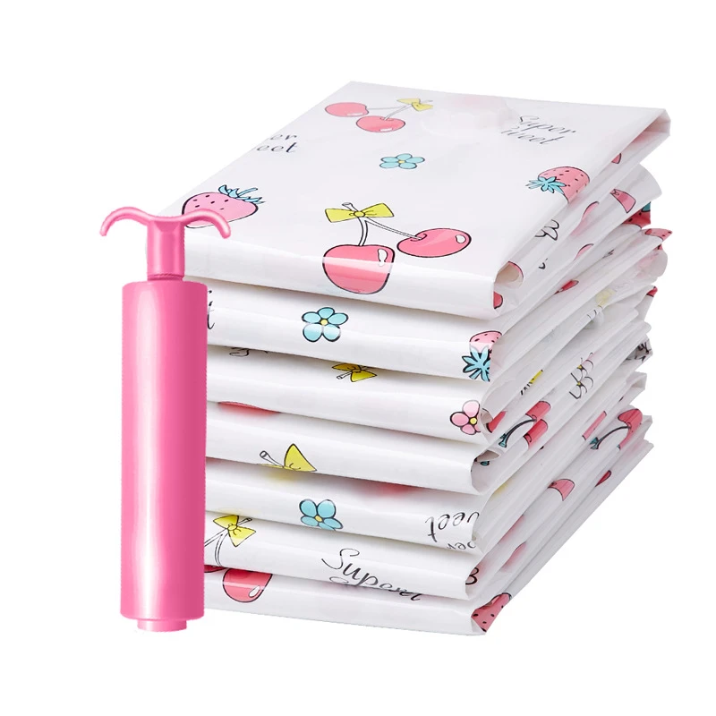 9PCS Vacuum compressed Bag with air pump Clothe Storage Luggage Travel