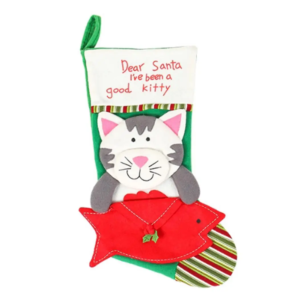 

Christmas Stocking Dog Cat Pattern Plush Christmas Decorations Red Type, Type
