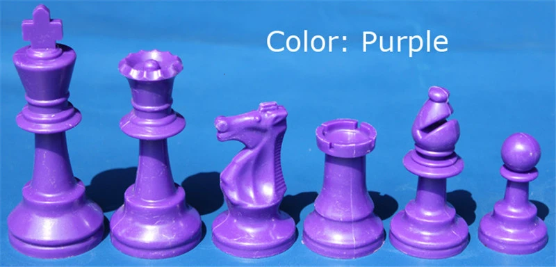 17 шт., шахматные фигуры, стандартный Шахматный набор, 2 шт, королева, 1 шт, королевская Высокая 97 мм, шахматные изделия из смолы без шахматной доски - Цвет: Purple