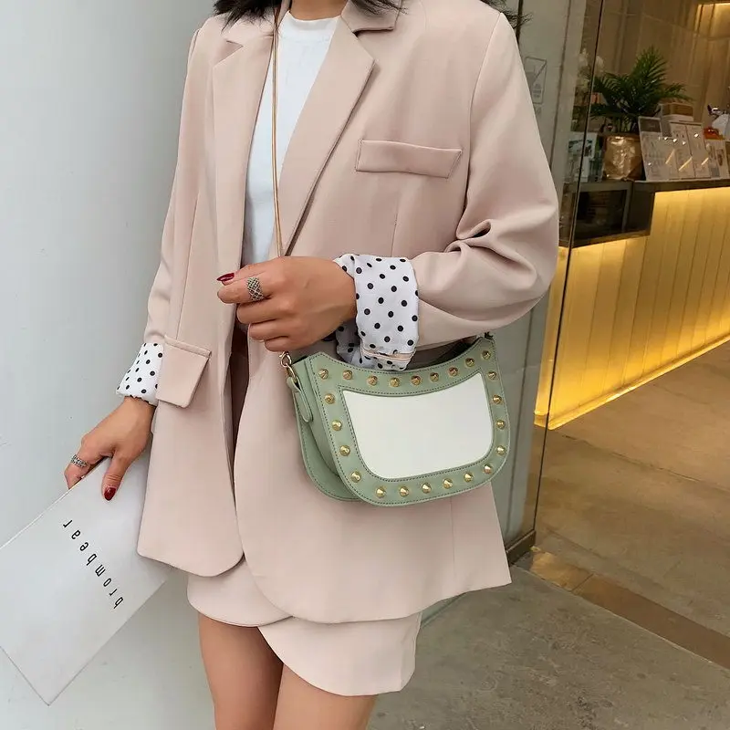 

Non-mainstream Design Rivet Saddle Bag Series 2019 New Style Summer Irregular Chain Shoulder Bag Western Style Learning