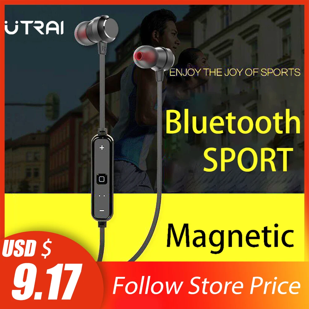 Беспроводные наушники UTRAI, Bluetooth, стерео наушники, Спортивная гарнитура, магнитная, с микрофоном, шейным ремешком, для Xiaomi, игровая гарнитура