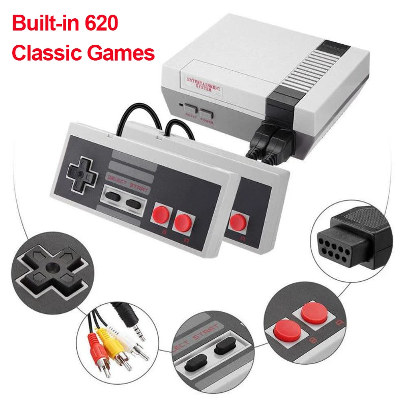 

Built-In 620 Games Mini TV Game Console 8 Bit Retro Classic Handheld Gaming Player AV Output Video Game Console