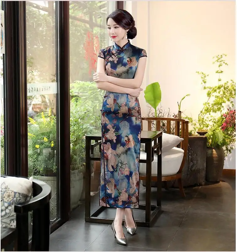2019 китайский традиционный китайский халат женский qipao элегантный cheongsam плюс леди свадебное платье подружки невесты длинное шелковое
