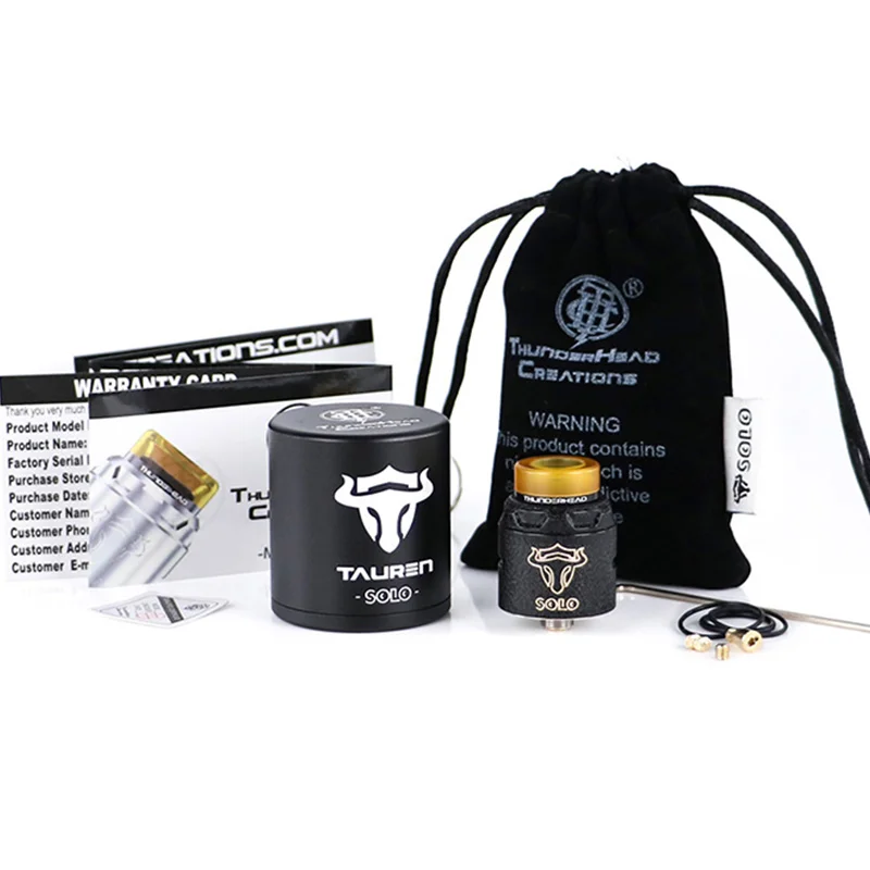 Kopen Originele THC Tauren Solo RDA met 2ml Capaciteit 24mm RDA met Enkele Spoel   31 micro Air Gaten BF pin Vape Tank Vs Drop RDA Zeus