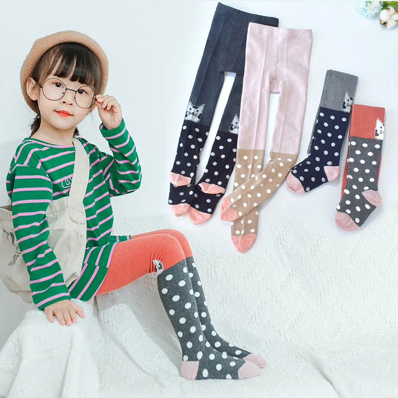 

Baby Leggings Baby Pants Warm Thick Leggings Elastic Waist Pants Thermal Tights Polka Dot Print 2-9Y Baby Leggings