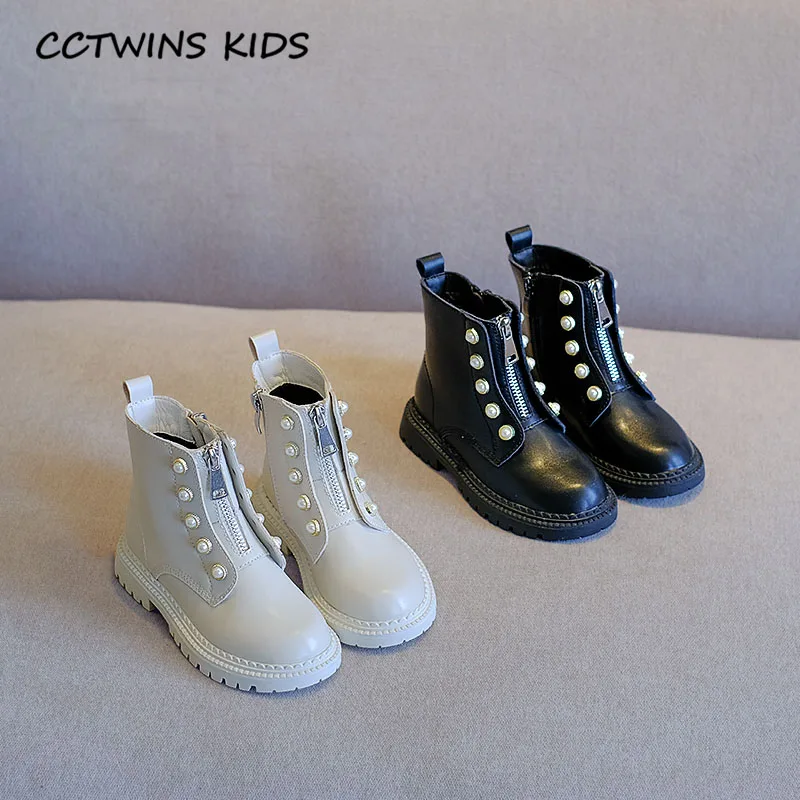 CCTWINS/детская обувь; коллекция года; зимняя модная обувь принцессы с жемчугом; детские черные теплые ботинки; Брендовые ботильоны для маленьких девочек; FB1772